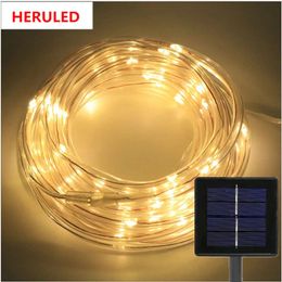 Kerstversiering LED Solar String Tube Light Wit / Warm Wit / RGB Kleur Buitenlicht String Solar Decoratieve Lichtslang Tuinlantaarn 231207