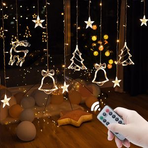 Kerstdecoraties LED STAR LAMP Gordijn Garland Fairy String Lights Decoratie Outdoor voor vakantie Wedding Party Jaar Decor 221125