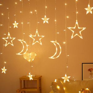 Décorations de Noël LED Star Moon Rideau Fairy Lights Garland String Accueil Chambre Décoration Fête Année Lumière 230919