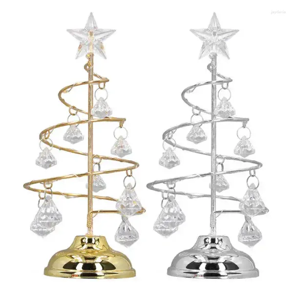 Décorations de Noël Lampe d'arbre LED Petit cristal décoratif fer veilleuse ornement pour ornements cadeaux