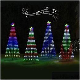 Kerstdecoraties LED Tree Lightshow String Cone Waterfall Star Lights Outdoor Mticolor voor bruiloftsfeestdecoratie EU -plug DRO DHQVL