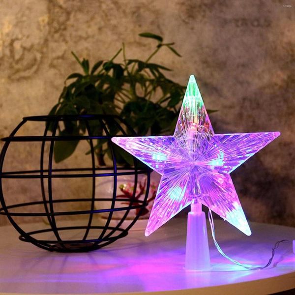 Décorations de Noël LED Décoration de sommet d'arbre Accessoires d'éclairage Étoile avec lumières à cinq branches