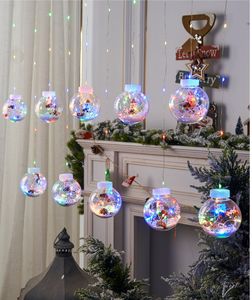 Kerstversiering LED-raamverlichting Kerstman Sneeuwpop Wensbal Lichtslingers Vakantiedecoratie Koperdraad Raamlampen