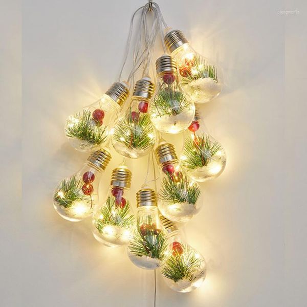 Decoraciones navideñas Cadena de luz LED Decoración de la habitación Árbol Cono rojo Pino Aguja Bombilla