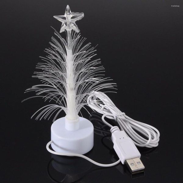 Décorations de Noël Arbre lumineux Lampe à fibre optique Lumières LED Nuit Table à langer décorative Couleur de Noël Décor Fibre Couleurs Alimenté USB Mini