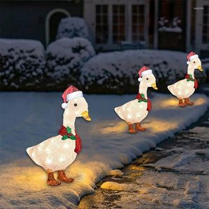 Decoraciones navideñas Pato iluminado con bufanda Decoración LED Patio de Navidad al aire libre Atmósfera de arte para jardín Patio Césped