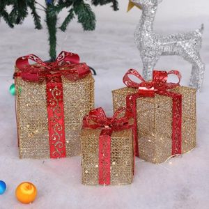 Décorations de Noël illuminent les boîtes cadeaux ensemble chaud de 3 pour l'extérieur intérieur arbre/cour/décor à la maison fête de vacances à la maison