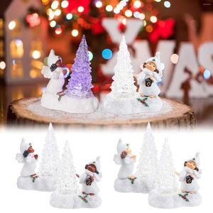 Décorations de Noël Arbres acryliques éclairés Table Top LED Angel Tree Light Up Glitter Tabletop Ornement Christ