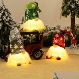 Décorations de Noël Lumières tricotées Gnome sans visage Poupée P Poupées Décoration de Noël Ornements Fête de Noël Drop Deliv Dhgarden Dh0Iy