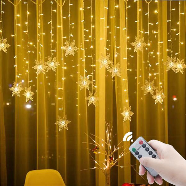 Décorations de Noël Lumières Guirlande de flocon de neige Rideau LED Fée String Festoon Décor pour les vacances 2023 Année Navidad 221122