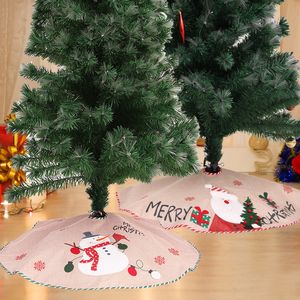 Décorations de noël en lin, jupe d'arbre bonhomme de neige 107cm, tablier décoratif en bas d'arbre, dressing
