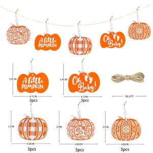 Décorations de Noël Petite citrouille Ornements acryliques Oh Baby Orange Ornement suspendu Pendentif Guirlande Bannière pour l'automne Thanksgiving Gi Amoaz