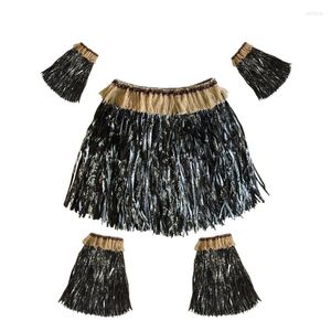 Kerstdecoraties LIXF Hawaiiaanse grasrok Pak Elastische arm mouw voeten Cover Hula Dance Kostuum Summer Holiday Wedding Party F F