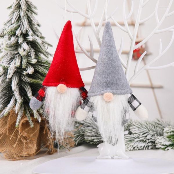 Adornos navideños Lovely Mini Santa Doll Gnome Sentado Sin rostro Elf Dolls Adornos 2022 Año Decoración para el hogar