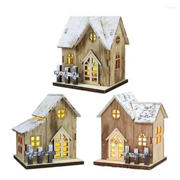 Décorations de Noël House Lumineuse Figurine Village Ornement en bois Conception exquise pour une affichage délicieux LED LED R7UB