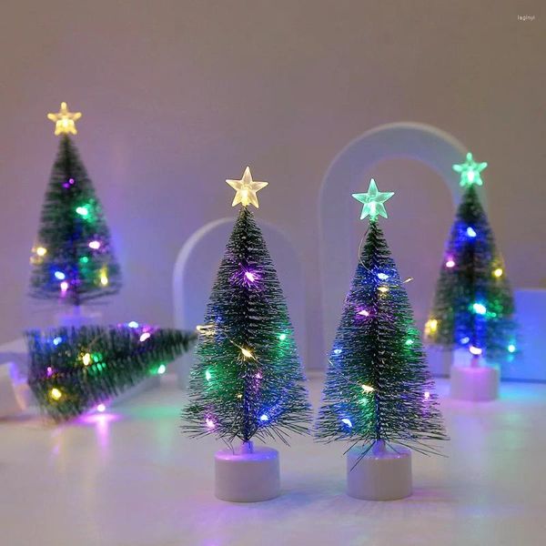 Decoraciones navideñas, miniárboles luminosos, hermoso y pequeño escritorio de Navidad Artificial para el hogar