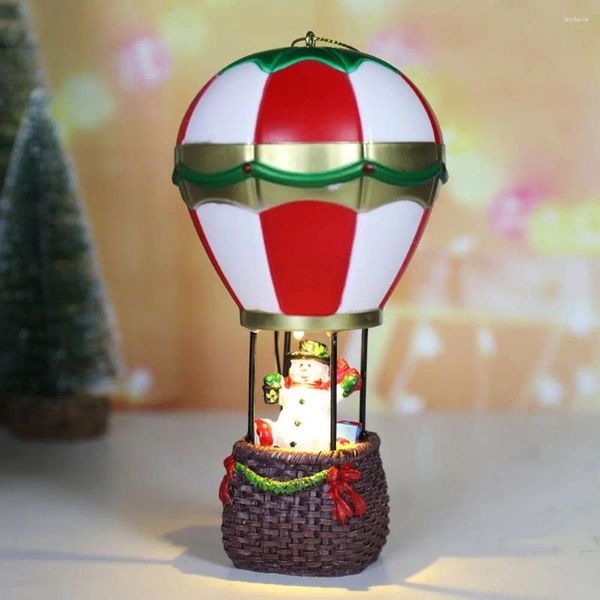 Decoraciones navideñas Adornos luminosos Resina Papá Noel Muñeco de nieve Estatuilla Globo de aire con luz LED para 2024 Suministros para fiestas de Navidad