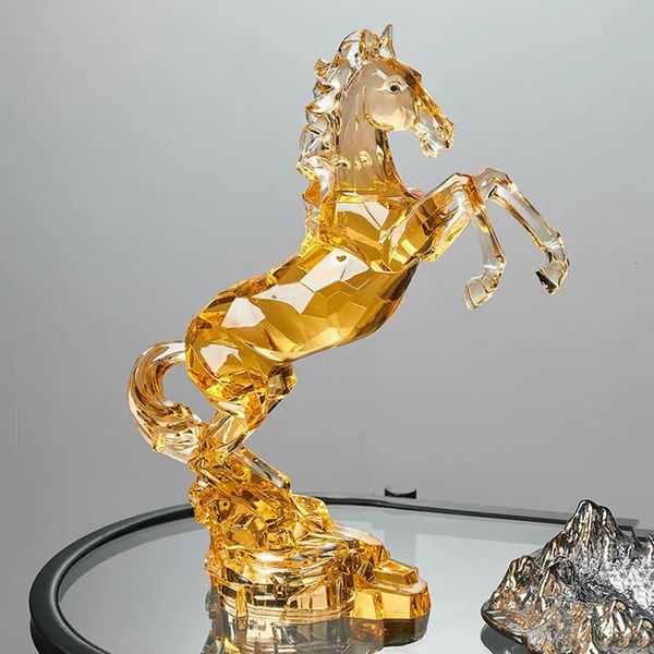 Décorations de Noël Luxe haut de gamme acrylique oeuvre ornement cristal cheval statue chambre décor étude bureau décorations de bureau sculpture artisanat cadeaux 231025