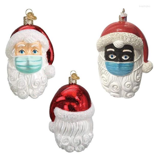 Máscara de decoraciones navideñas, decoración de Papá Noel, colgante de resina 2023, adornos pequeños navideños personalizados para la familia