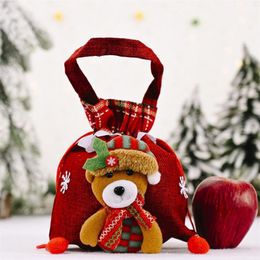Decoraciones navideñas, bolsas de feliz manzana, paquete de refrigerios de dulces, bolsa de regalo para niños, decoración del hogar, árbol, muñeco de nieve, Papá Noel