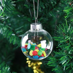 Décorations de Noël Joyeux Boules Creux En Plastique Avec Capuchon Argent Arbre De Noël Ornements Suspendus Décor À La Maison 8cm