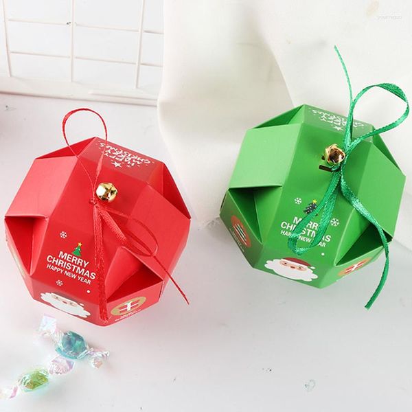 Décorations de Noël Joyeux Bonbons Boîte Sac Arbre Cadeau Avec Cloches Conteneur En Papier Fournitures