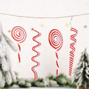 Kerstversiering Vrolijk Riet Snoep Hangers Rode Ijs Spiraal Lollipop Boom Hangende Decor Voor Jaar Xmas Party Home Ornamenten