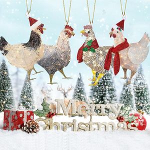 Kerstdecoraties Merry Chicken Pendant Kleurrijke Rooster Hangende ornament boerderij Dierdecoratie voor boomdecoratie