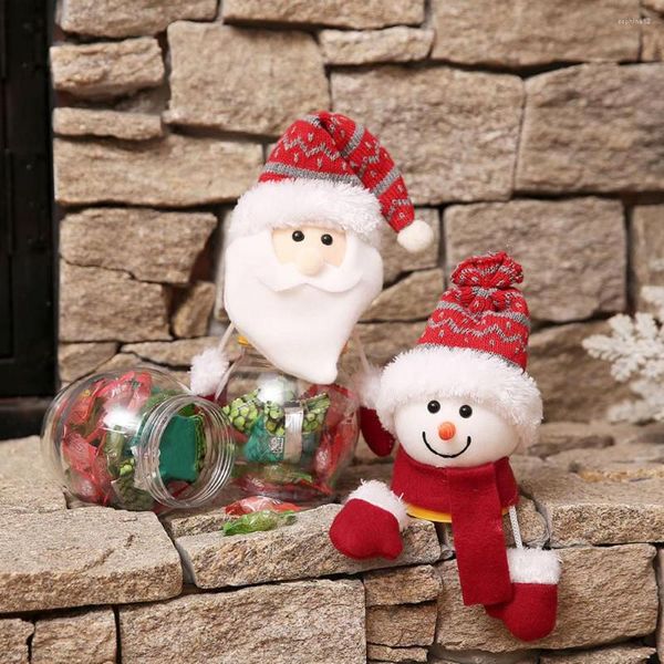 Decoraciones navideñas Merry Children Santa Claus Muñeco de nieve Elk Candy Packaging Jar Bin Decoración de Navidad para la decoración de la mesa del hogar