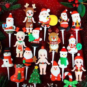 Kerstversiering Vrolijk Kerstfeest Cake Toppers Kerstman Pop Cartoon Hars Cake Toppers Engel Pop Cupcake Topper Kerst Decor voor Thuis Noel x1020