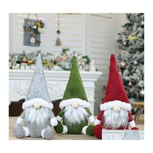Kerstdecoraties Merry Christmas Decorations Zweedse Santa Gnome Plush Doll Ornamenten Handgemaakte vakantie Home Party Decor 2024 E3 DHPPW