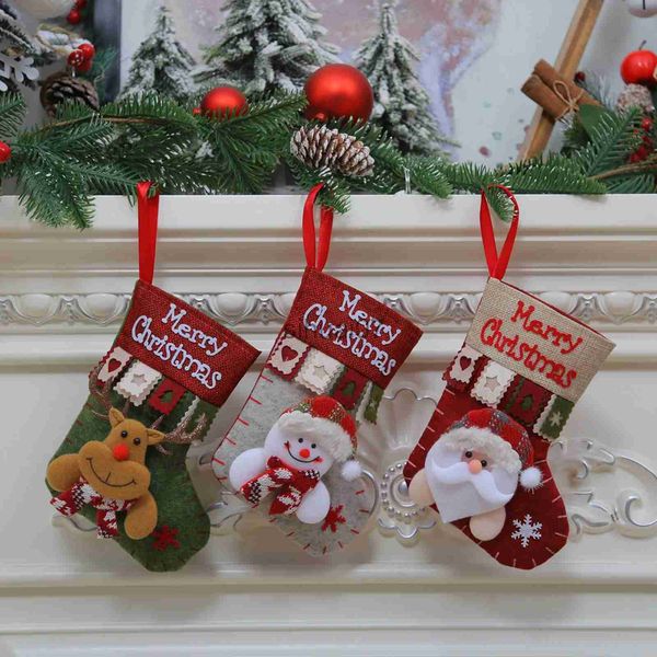 Décorations de Noël Chaussettes Joyeux Noël Cadeau de Noël Sac de bonbons Ornements suspendus pour arbre de Noël Pendentifs de cheminée Bonne année 2024 Navidad Noel x1020