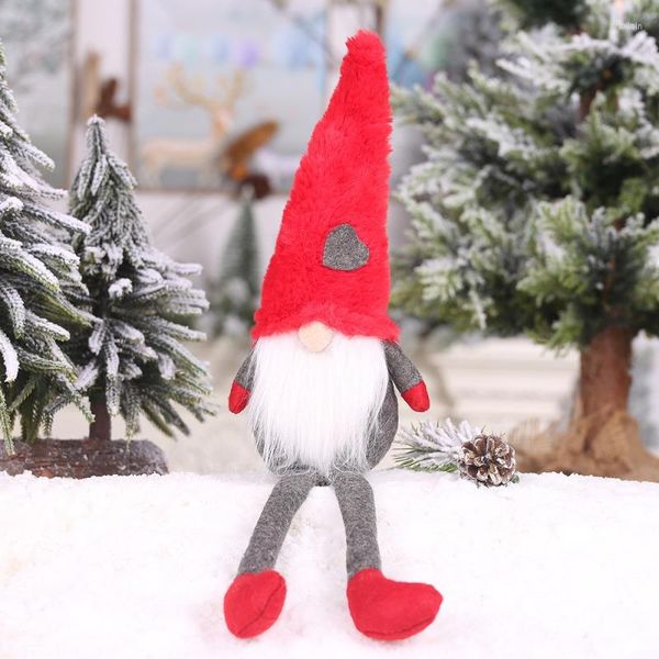 Adornos navideños Merry Chritsmas muñeco de gnomo de peluche adornos sueco Santa con sombrero rojo figurita nórdica decoración de vacaciones en el hogar