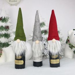 Décorations de Noël Joyeux Décoration pour la maison Père Noël Gnome Champagne Bouteille de vin Couverture également utiliser sur les enfants Bonne année Sac cadeau de bonbons
