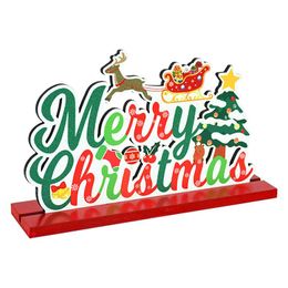 Décorations de Noël en bois d'élan joyeux, ornement de Table de noël, bonhomme de neige artisanal pour la maison, année 2022
