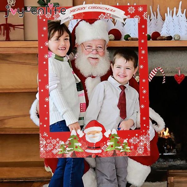 Décorations de Noël Joyeux Famille Po Booth Cadre Papier Lunettes Décoration Pour La Maison Selfie Noël Pobooth Kerst Année1