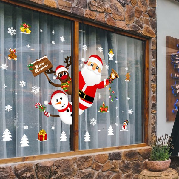 Decoraciones navideñas Merry for Home Wall Window Sticker Adornos Garland Year Festoon 2023 Tree 220912