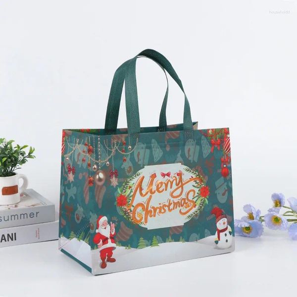 Décorations de Noël Joyeux Sacs-cadeaux Non-tissé Père Noël Bonhomme de neige Sac à main Fournitures de fête de Noël 2024 Année Emballage de bonbons