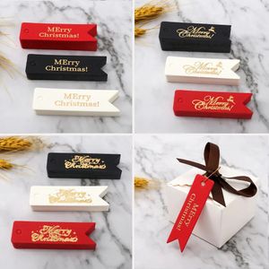 Decoraciones navideñas Etiquetas de regalo feliz Bronceado Cajas de galletas de caramelo de oro Etiqueta colgante Embalaje de fiesta de Navidad Suministros de bricolaje Navidad Noel 7x2 cm 50 piezas 231011