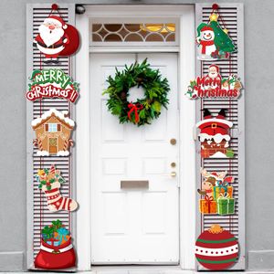 Décorations de Noël Joyeux Porte suspendue Bannière Père Noël Bonhomme de neige Couplet pour la maison Cadeaux de Noël Navidad Année Noel 231027