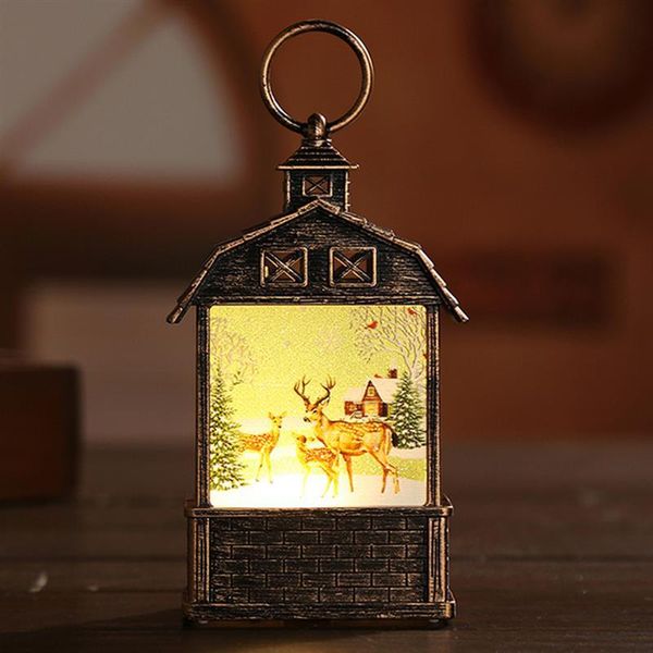 Adornos navideños Merry Hanging Lantern Luces LED Glow Small House Battery Light Up Decoración Lámpara Ornamento Navidad