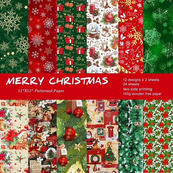 Decoraciones navideñas, almohadilla de papel feliz, patrones surtidos, decoupage, una cara, álbum de recortes vintage, suministros decorativos para hacer tarjetas DIY 231121