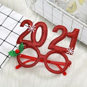 Kerstdecoraties Merry Party Gitter bril Frame Jaar Decor Nieuwheid Kostuum Fancy Dress -bril voor Xmas Holiday Gift