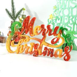 Kerstdecoraties Merry Resin Molds Epoxy Casting Diy Table Decor Xmas Gift Tools