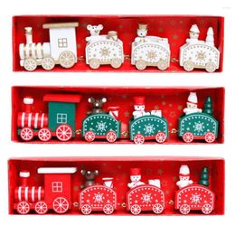 Adornos navideños Feliz tren de madera adornos decoración para fiesta en casa Mini juguete Santa Claus regalo Natal Navidad Noel