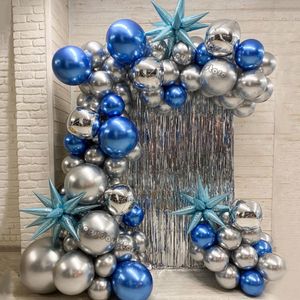 Kerstdecoraties Metaalblauw zilveren ballonnen Arch Garland Kit Kit Explosie Star Foil Ballonnen Jaar 2023 Decoratie 30e verjaardagsfeestje Decor 221205