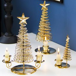 Kerstdecoraties metaal kaarslichtster star xmas boomvorm beeldhouwkunst kaarsenhouder decors home decoratie kunst cadeau navidad 221125