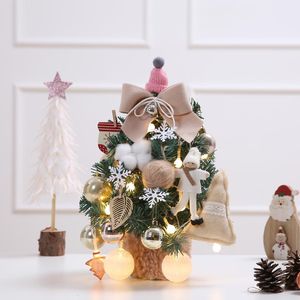 Kerstdecoraties Mini kunstmatige boom met LED -snaarlichten ornamenten tabel centerpieces diy decoratie Xmas GiftSchristmas deco