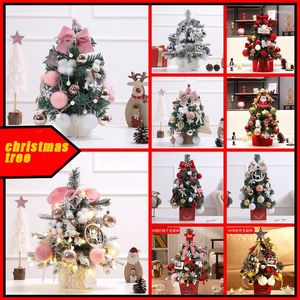 Kerstdecoraties mini kunstmatige boom met LED -snaarlichten ornamenten tabel centerpieces diy xobw