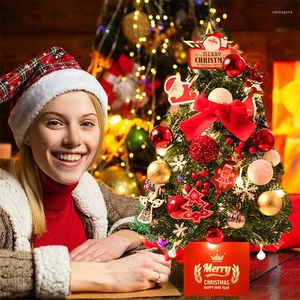 Décorations de noël Mini arbre artificiel LED lumière rose rouge ensemble Table cadeau décor à la maison 2023 année fête Dector